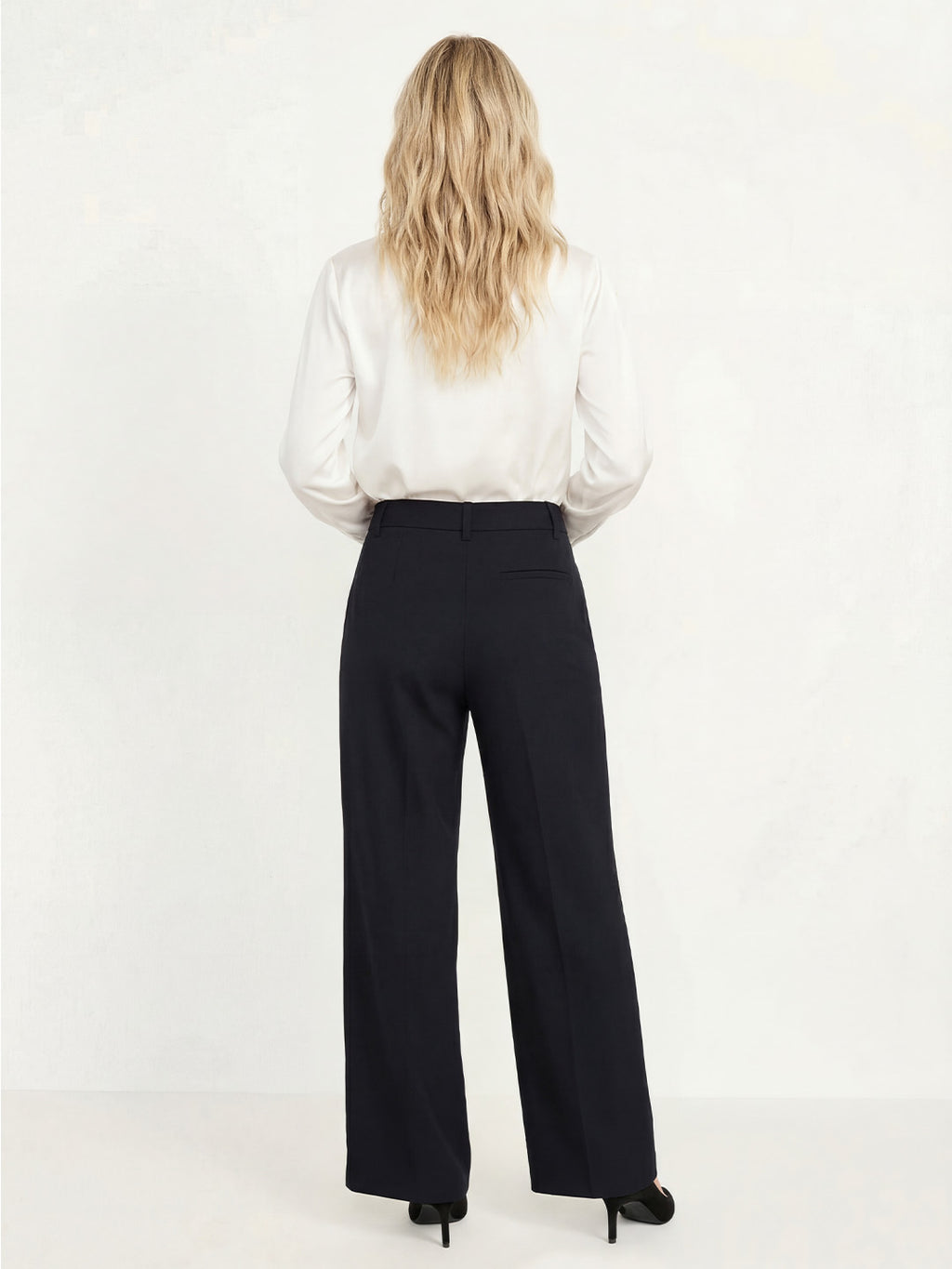High-waisted casual wide-leg pants