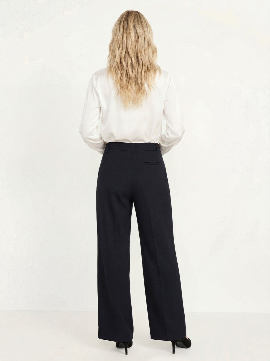 High-waisted casual wide-leg pants