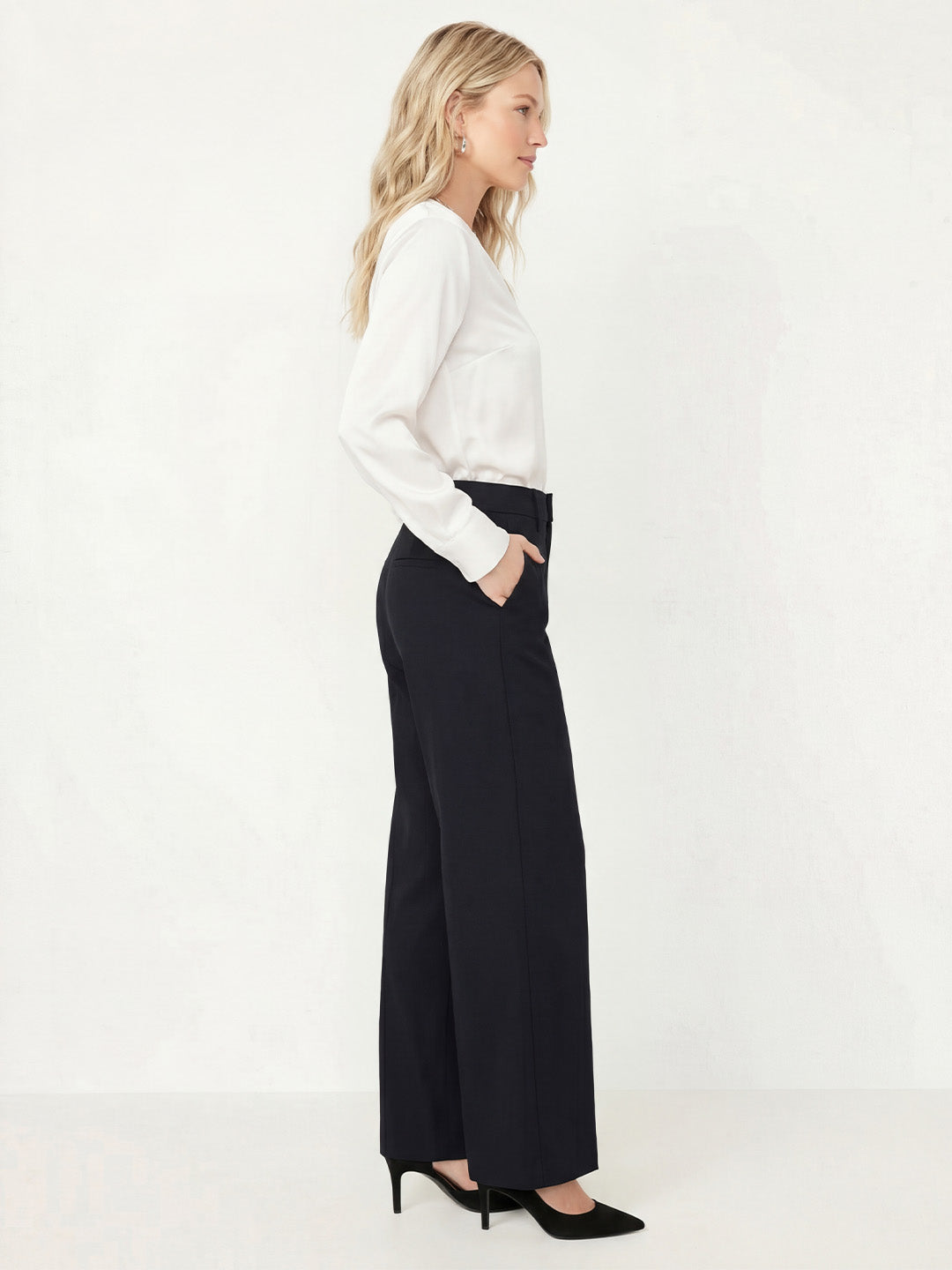 High-waisted casual wide-leg pants