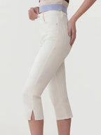 High Waisted Cotton Capri Flare Jeans