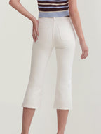 High Waisted Cotton Capri Flare Jeans
