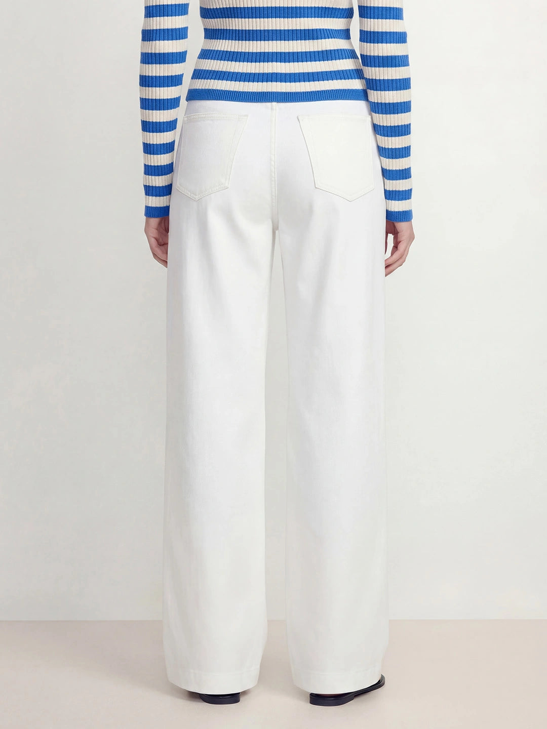 High Waisted Cotton Wide Leg Jeans