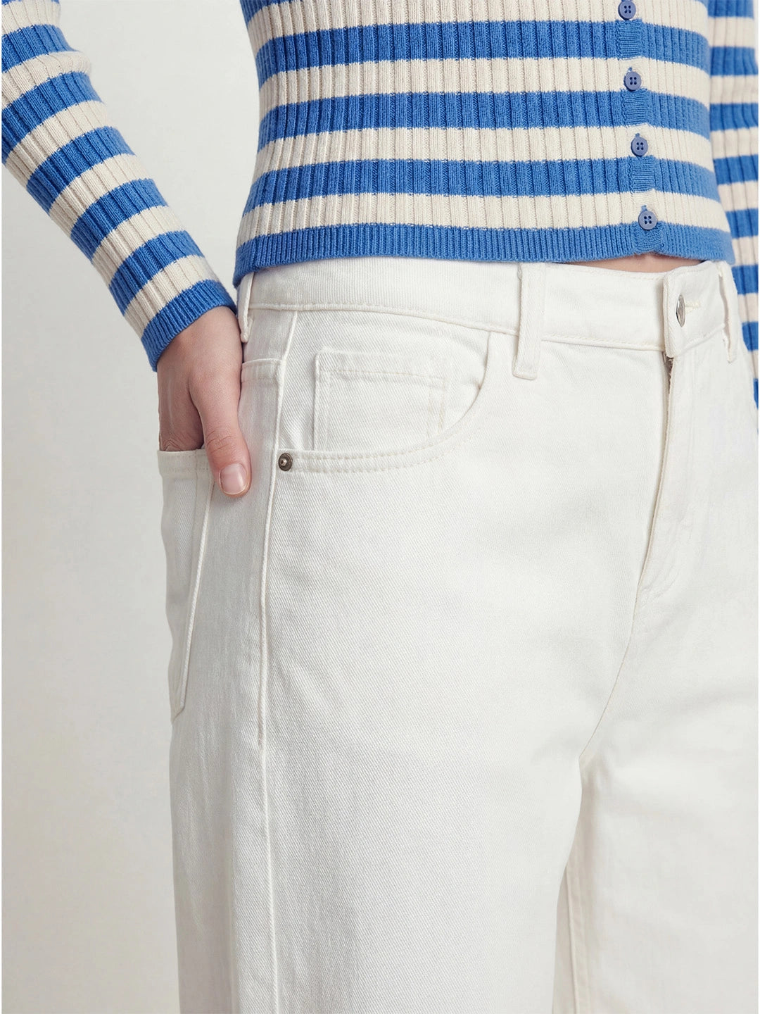 High Waisted Cotton Wide Leg Jeans