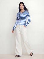 High Waisted Cotton Wide Leg Jeans