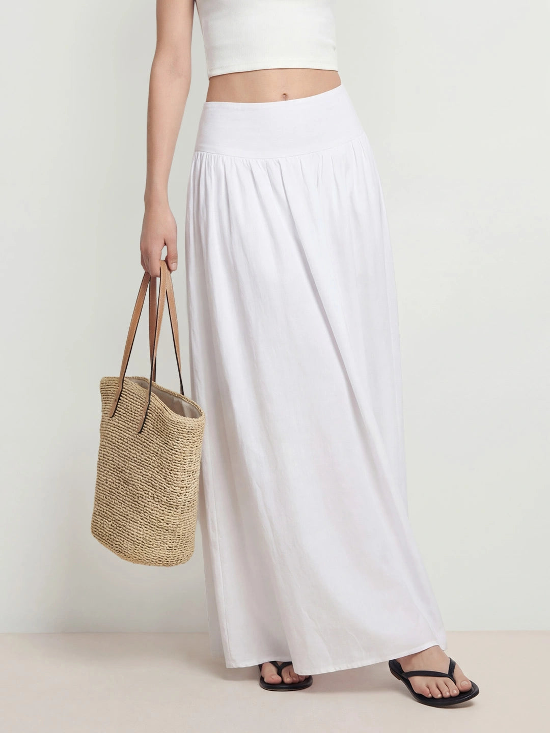 High Waisted Flowy Maxi Skirt