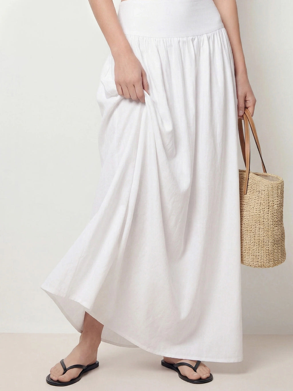 High Waisted Flowy Maxi Skirt