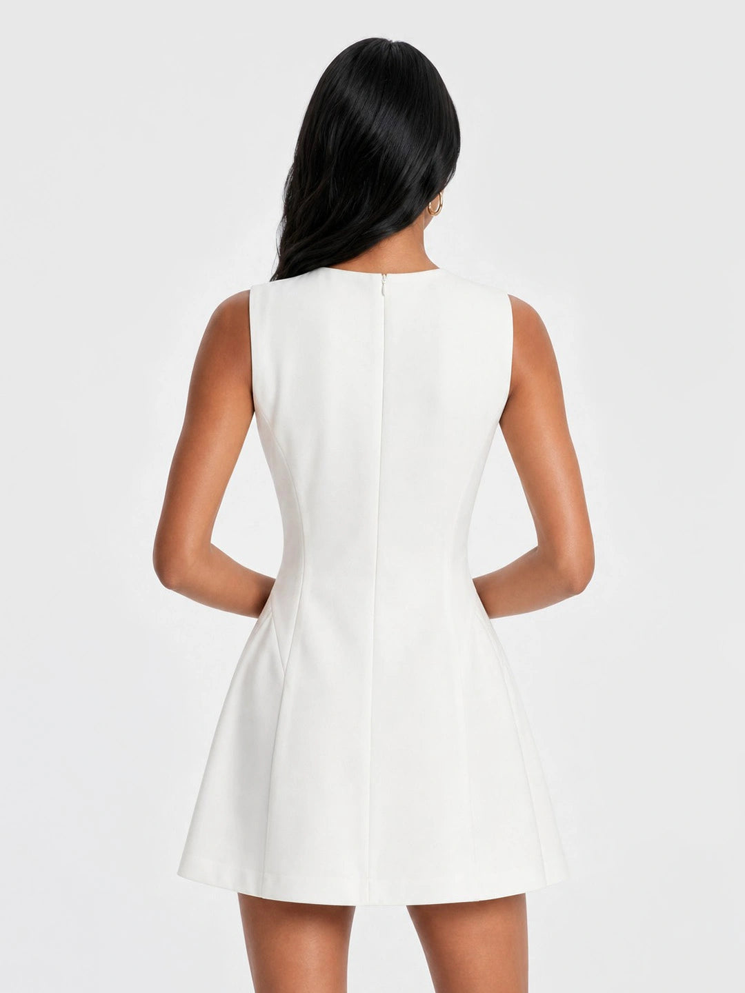Keyhole Button Up Sleeveless Mini Dress