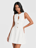 Keyhole Button Up Sleeveless Mini Dress