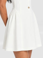 Keyhole Button Up Sleeveless Mini Dress