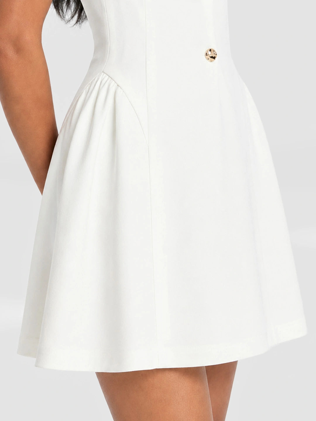 Keyhole Button Up Sleeveless Mini Dress
