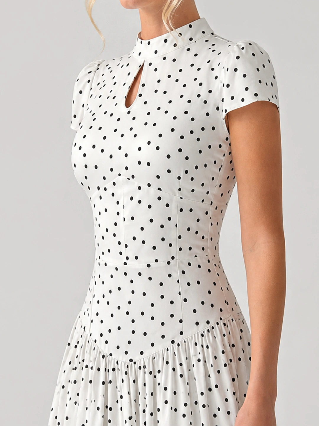 Vintage Polka Dot Drop Waist Midi Dress