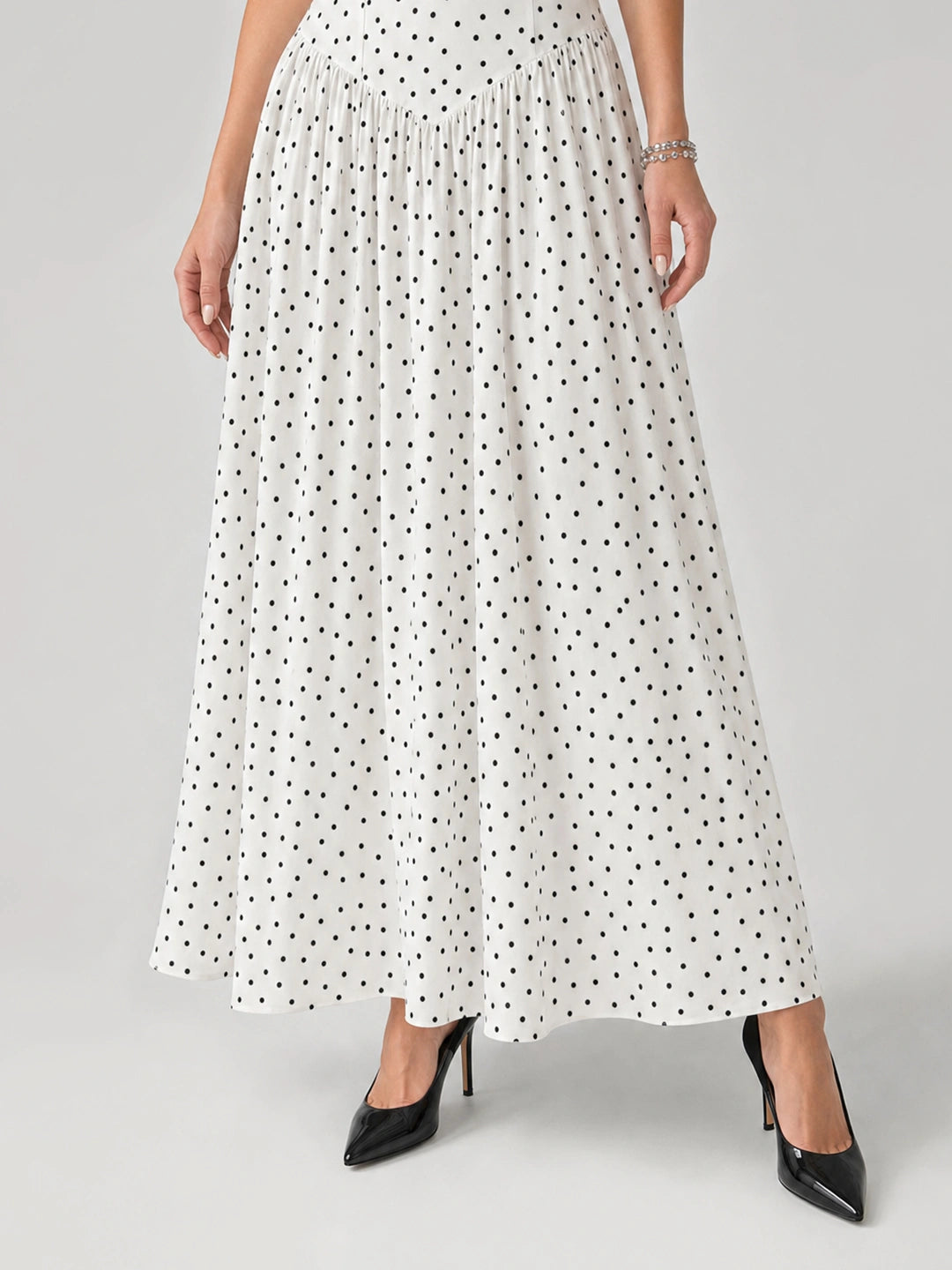Vintage Polka Dot Drop Waist Midi Dress