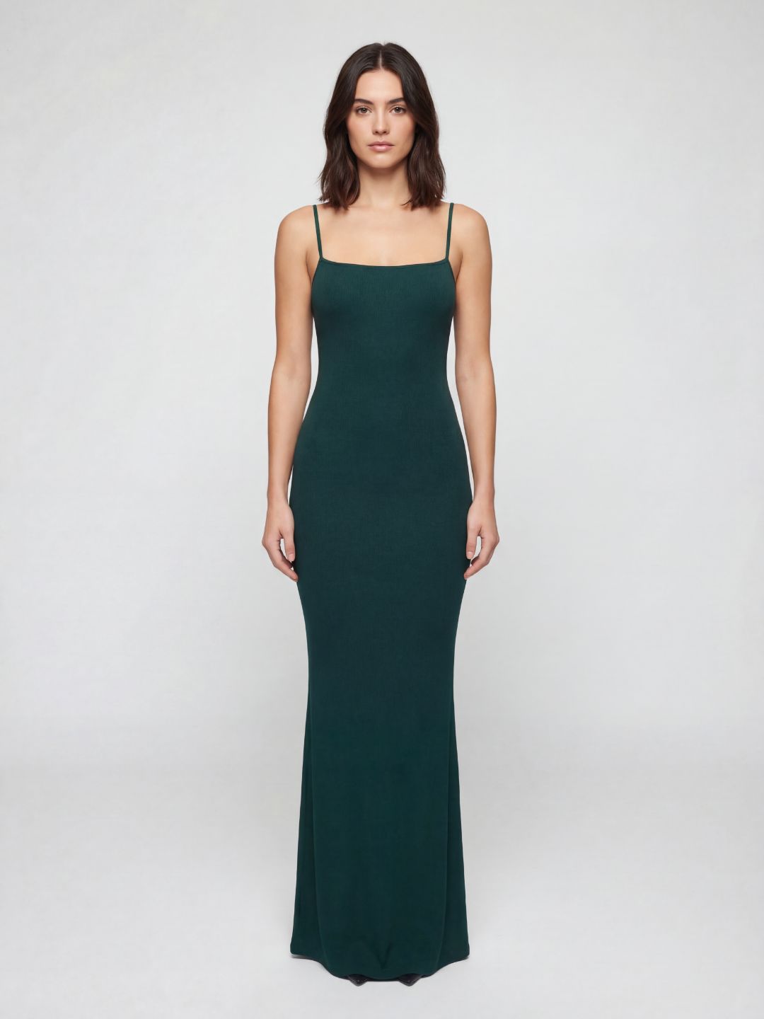 Ribbed Knitted Spaghetti Strap Maxi Dress