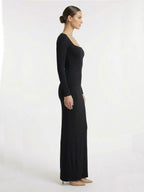 Knitted square neck fitted dress