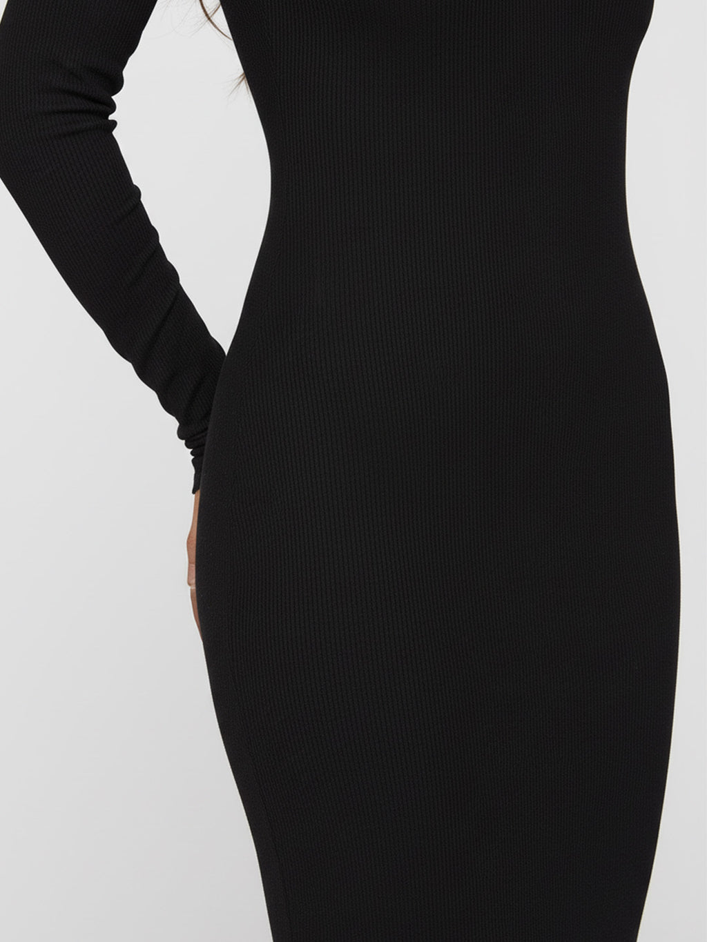 Knitted square neck fitted dress