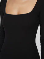 Knitted square neck fitted dress