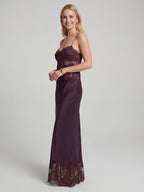 Lace-Trim Satin Cami and Maxi Skirt Set