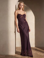 Lace-Trim Satin Cami and Maxi Skirt Set
