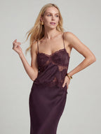 Lace-Trim Satin Cami and Maxi Skirt Set