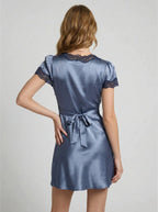 Lace-Trim Stain Short Sleeve Mini Dress