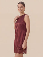 Valentine's Day Exclusive -Lace-Trimmed Silk Charmeuse Midi Dress