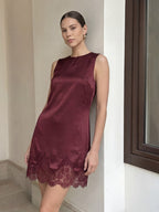 Valentine's Day Exclusive -Lace-Trimmed Silk Charmeuse Midi Dress