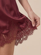 Valentine's Day Exclusive -Lace-Trimmed Silk Charmeuse Midi Dress