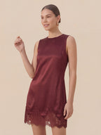 Valentine's Day Exclusive -Lace-Trimmed Silk Charmeuse Midi Dress
