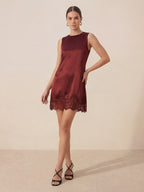Valentine's Day Exclusive -Lace-Trimmed Silk Charmeuse Midi Dress