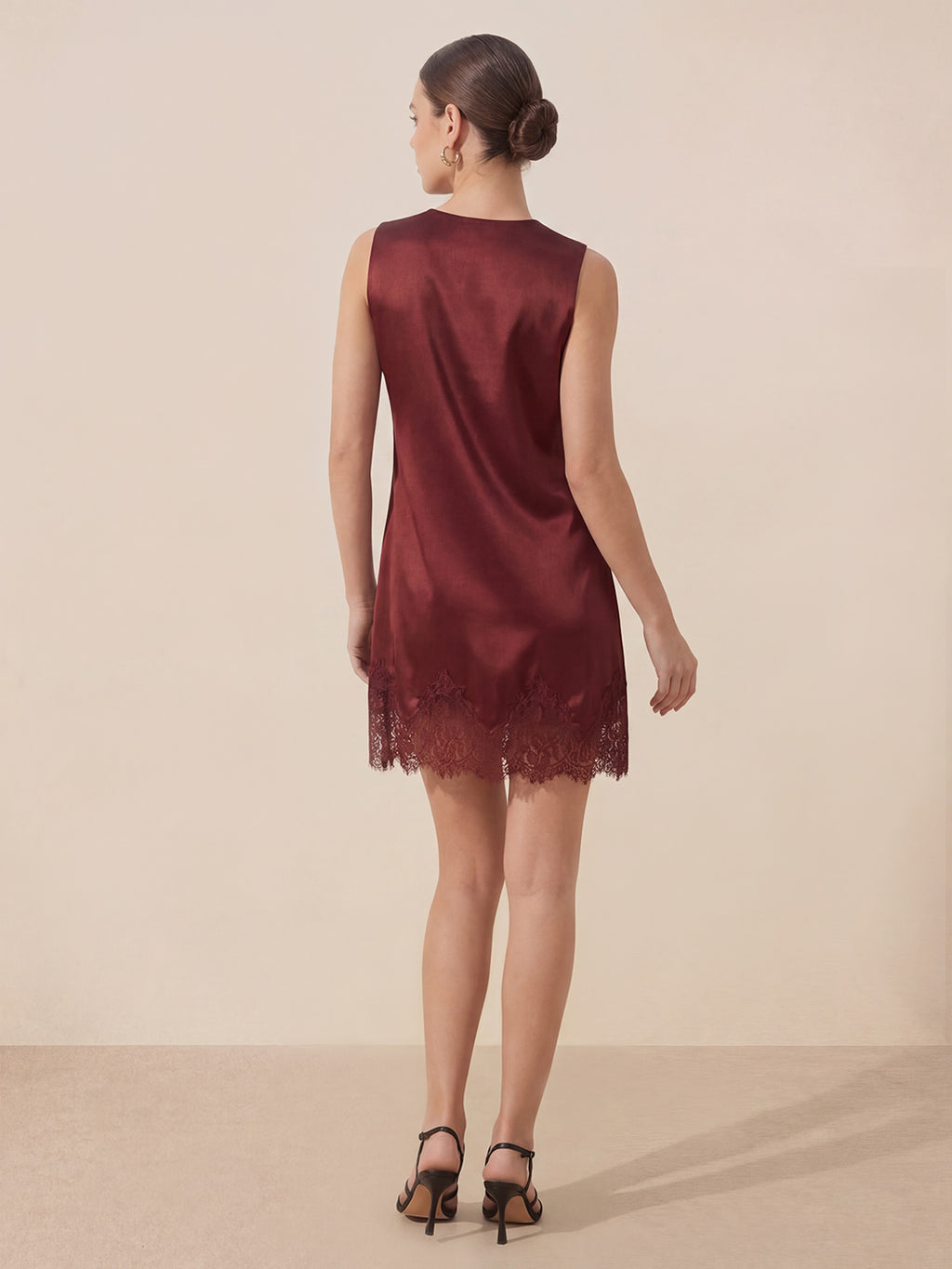 Valentine's Day Exclusive -Lace-Trimmed Silk Charmeuse Midi Dress