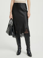 Lace-trimmed silk dress