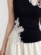 Lace Patchwork Sleeveless Knit Top