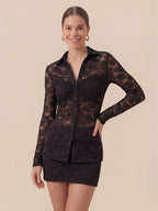 Valentine's Day Exclusive -Lace Shirt & Skirt Set with Built-In Bra