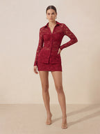 Valentine's Day Exclusive -Lace Shirt & Skirt Set with Built-In Bra