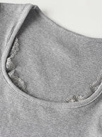 Lace Trim Ribbed Scoop Neck Tank