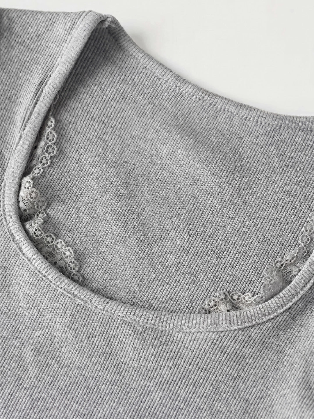 Lace Trim Ribbed Scoop Neck Tank
