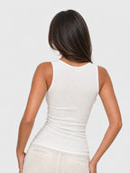 Lace Trim Ribbed Scoop Neck Tank