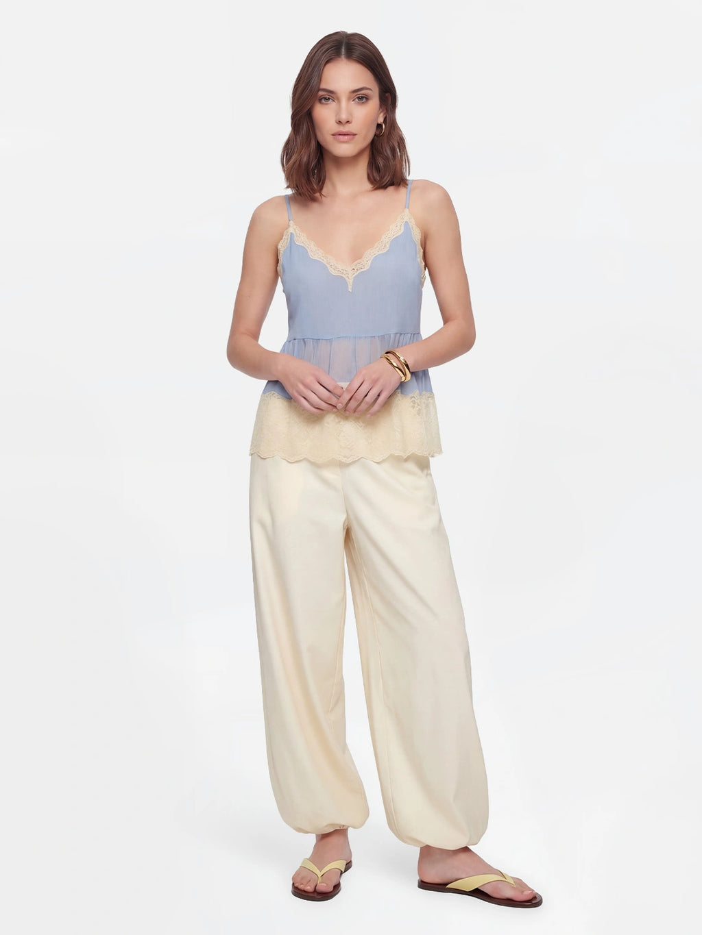 Lace Trim Sheer Cami Top