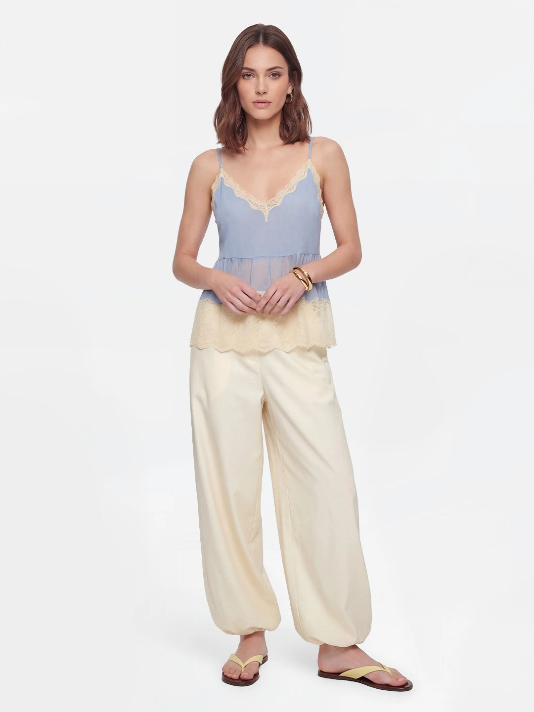 Lace Trim Sheer Cami Top