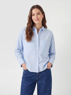 Large pocket striped shirt