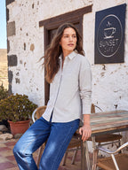 Large pocket striped shirt