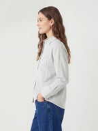 Large pocket striped shirt