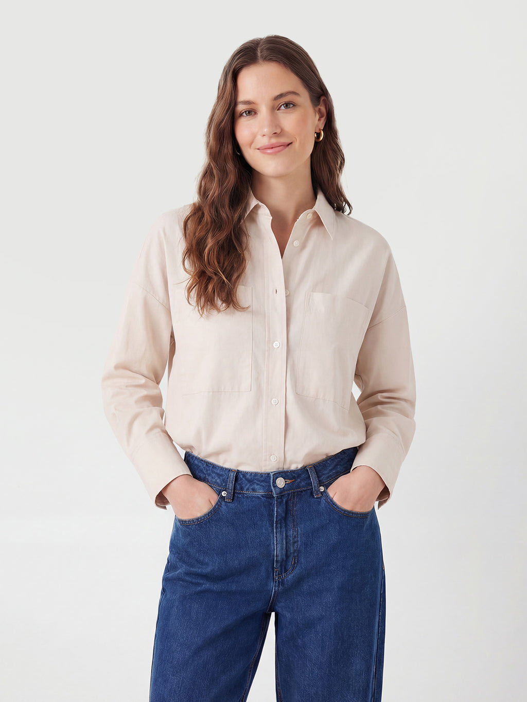 Large pocket striped shirt