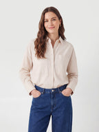 Large pocket striped shirt