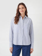 Large pocket striped shirt