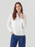 Large pocket striped shirt