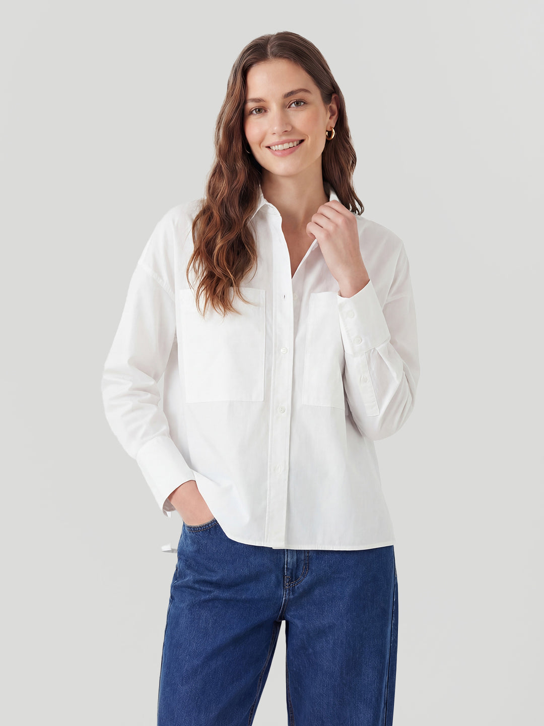 Large pocket striped shirt