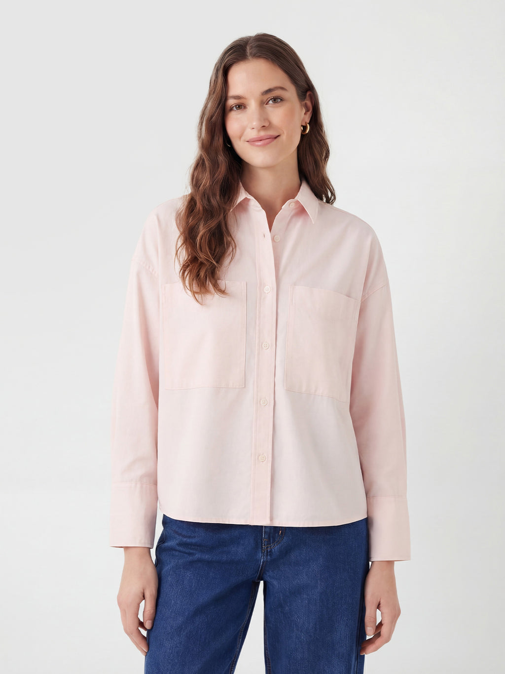 Large pocket striped shirt