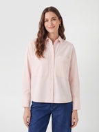 Large pocket striped shirt