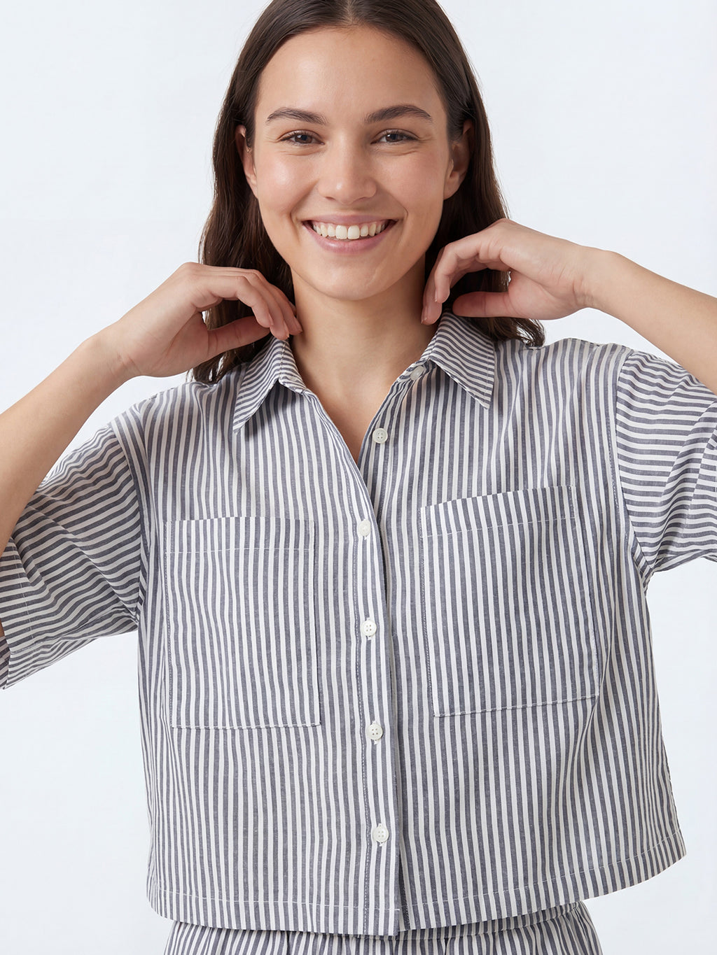 Linen Stripe Boxy Shirt